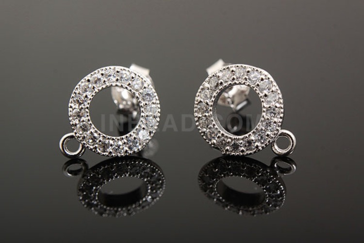 K369-Rhodium Plated-(1pairs)-CZ Earring Component-Wholesale Silver Earrings, [PRODUCT_SEARCH_KEYWORD], JEWELFINGER-INBEAD, [CURRENT_CATE_NAME]