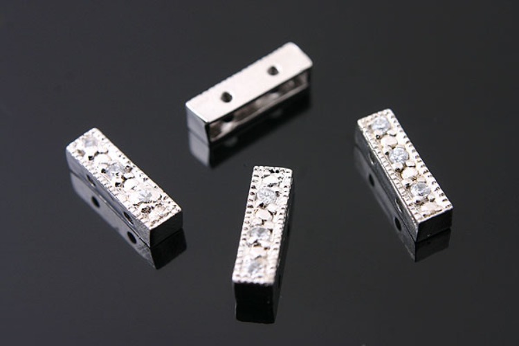 K562-Rhodium Plated-(1piece)-CZ Bar Silver-Wholesale Silver Connects, [PRODUCT_SEARCH_KEYWORD], JEWELFINGER-INBEAD, [CURRENT_CATE_NAME]