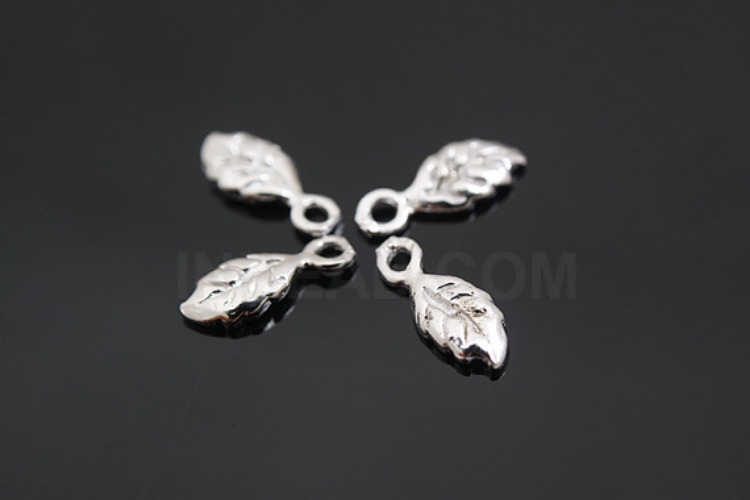 K165-Rhodium Plated-(4pcs)-Silver Leaf-Wholesale Silver Charms, [PRODUCT_SEARCH_KEYWORD], JEWELFINGER-INBEAD, [CURRENT_CATE_NAME]