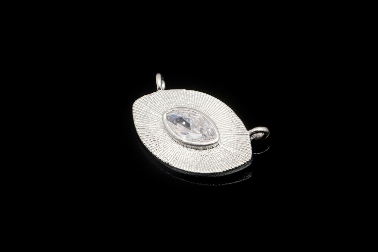 [W] K812-Matt Rhodium Plated-(20pcs)-CZ Evil Eye Charms-Tiny Ellipse Pendant-Wholesale Charms, [PRODUCT_SEARCH_KEYWORD], JEWELFINGER-INBEAD, [CURRENT_CATE_NAME]