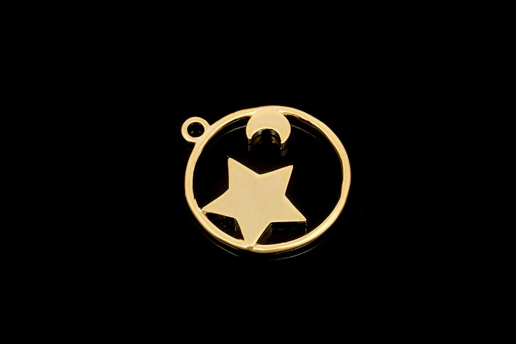 M510-Matt Gold Plated-(1piece)-15mm Moon&amp;Star Round Charms-Jewelry Making Supply-Wholesale Charms, [PRODUCT_SEARCH_KEYWORD], JEWELFINGER-INBEAD, [CURRENT_CATE_NAME]