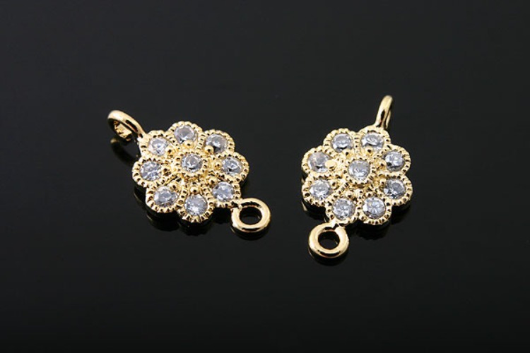 [W] K607-Gold Plated-(10pcs)-CZ Flower Silver-Wholesale Silver Connects, [PRODUCT_SEARCH_KEYWORD], JEWELFINGER-INBEAD, [CURRENT_CATE_NAME]