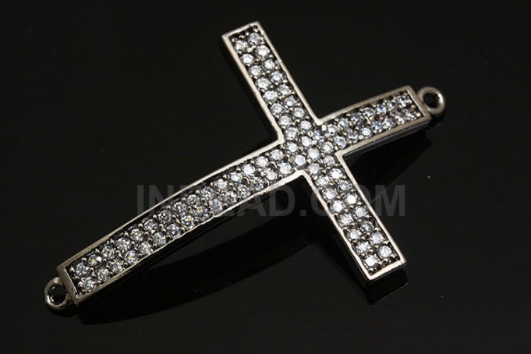 [W] E790-Black Plated-(5pcs)-25*39mm Sideways Cubic Cross Connector-For Bracelets Cross Pendant-Wholesale Bracelet, [PRODUCT_SEARCH_KEYWORD], JEWELFINGER-INBEAD, [CURRENT_CATE_NAME]