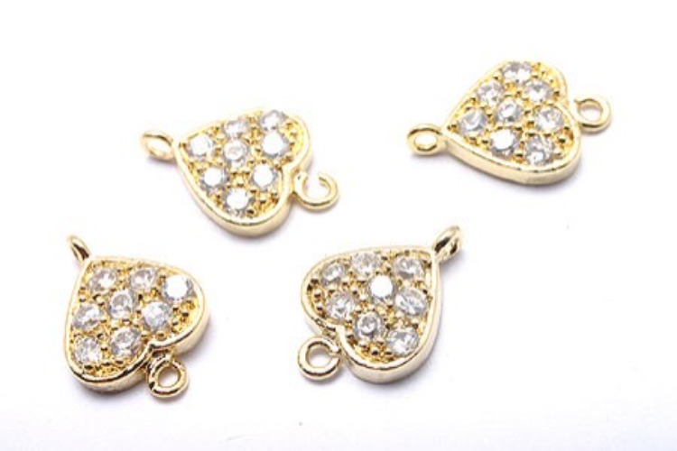 K611-Gold Plated-(1piece)-CZ Heart Silver-Wholesale Silver Connects, [PRODUCT_SEARCH_KEYWORD], JEWELFINGER-INBEAD, [CURRENT_CATE_NAME]