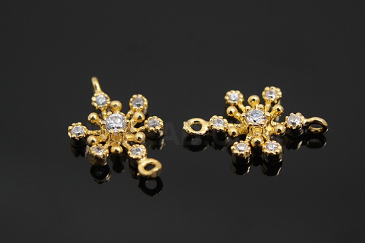 K604-Gold Plated-(1piece)-CZ Snowflake Silver-Wholesale Silver Connects, [PRODUCT_SEARCH_KEYWORD], JEWELFINGER-INBEAD, [CURRENT_CATE_NAME]