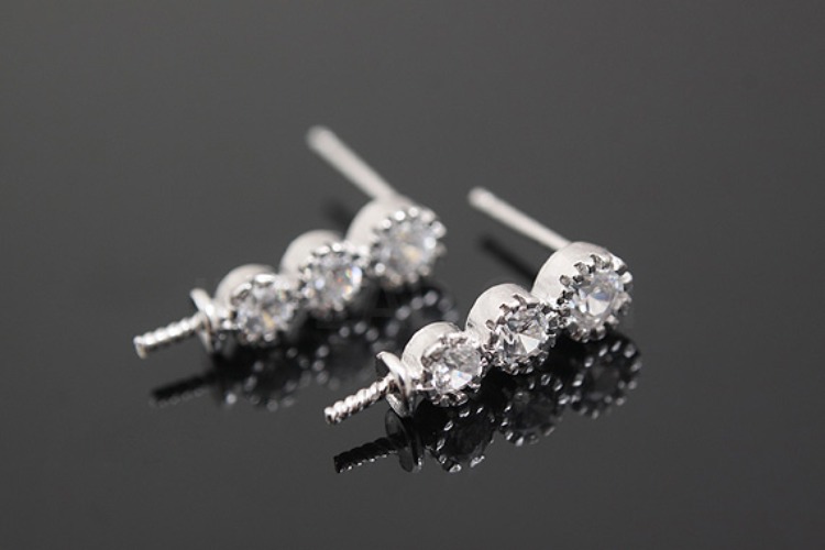 K737-Rhodium Plated-(1pairs)-CZ Earring Component-Wholesale Silver Earrings, [PRODUCT_SEARCH_KEYWORD], JEWELFINGER-INBEAD, [CURRENT_CATE_NAME]