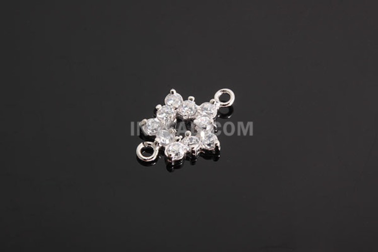 K504-Rhodium Plated-(1piece)-CZ Star Silver-Wholesale Silver Connects, [PRODUCT_SEARCH_KEYWORD], JEWELFINGER-INBEAD, [CURRENT_CATE_NAME]