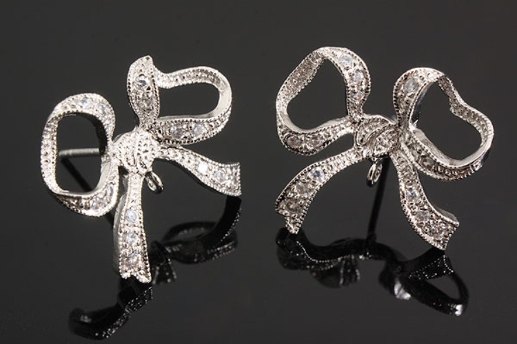 K1004-Rhodium Plated-(1pairs)-CZ Earring Component-Wholesale Silver Earrings, [PRODUCT_SEARCH_KEYWORD], JEWELFINGER-INBEAD, [CURRENT_CATE_NAME]