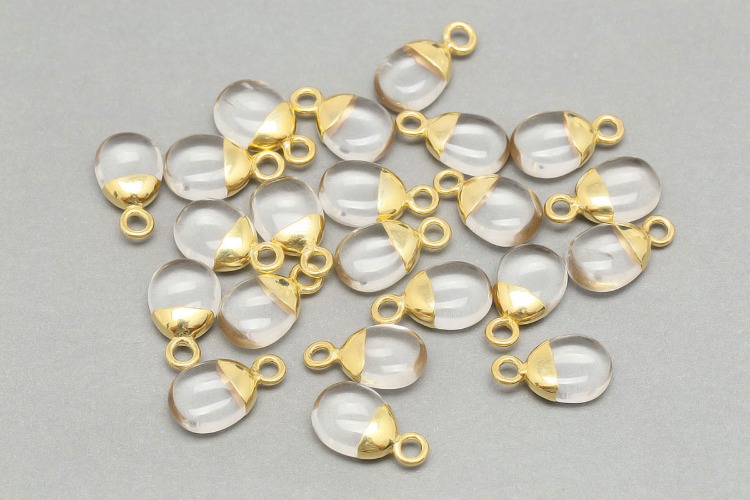 [W] ID001-Gold Plated-(10pcs)-April Herkimer Diamond-8*14mm Natural Birthstone Charms,Smooth Drop Pendant,Gemstone Tumble Charm, [PRODUCT_SEARCH_KEYWORD], JEWELFINGER-INBEAD, [CURRENT_CATE_NAME]