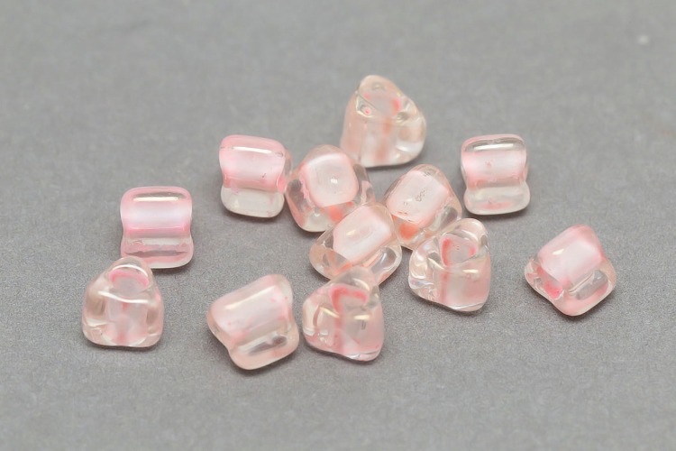 [W] C524-Czech Glass-(300pcs)-4*4mm Czech Glass Triangle Beads, Transparent Pink Line Color Czech Beads,Jewelry Making Beads, [PRODUCT_SEARCH_KEYWORD], JEWELFINGER-INBEAD, [CURRENT_CATE_NAME]