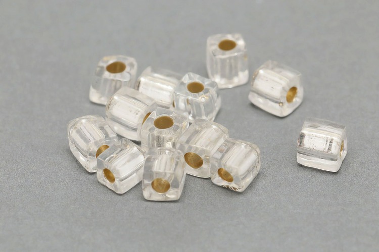 [W] C522-Czech Glass-(300pcs)-4*3.5mm Czech Glass Cube Beads, Transparent Gold Line Color Czech Beads,Jewelry Making Beads, [PRODUCT_SEARCH_KEYWORD], JEWELFINGER-INBEAD, [CURRENT_CATE_NAME]