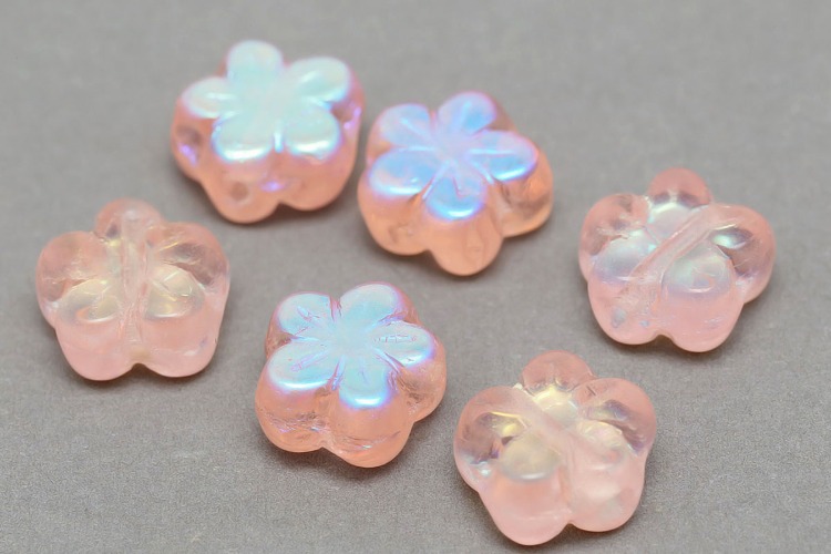 [W] C456-Czech Glass-(120pcs)-8mm Czech Glass Flower Beads ,Pink AB Czech Beads,Jewelry Making Beads, [PRODUCT_SEARCH_KEYWORD], JEWELFINGER-INBEAD, [CURRENT_CATE_NAME]