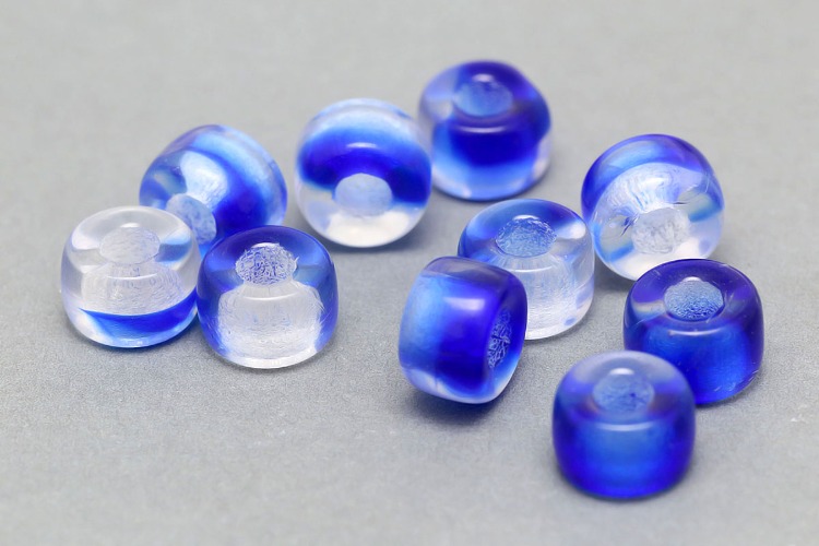 [W] C477-Czech Glass-(200pcs)-6*4mm Czech Glass Rondelle Beads ,Cobalt blue White Mixed Beads,Czech Tube Beads,Jewelry Making Beads, [PRODUCT_SEARCH_KEYWORD], JEWELFINGER-INBEAD, [CURRENT_CATE_NAME]