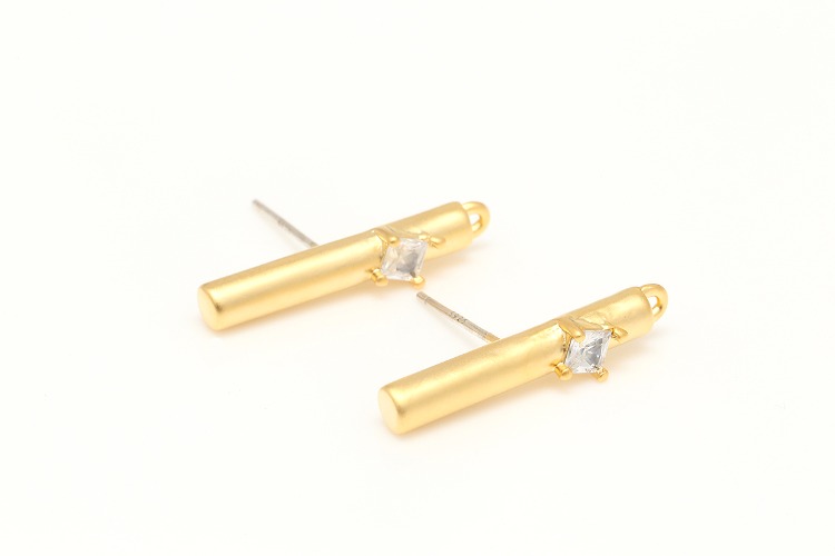 [W] M046-Matt Gold Plated&amp;Matt Rhodium Plated-(10pairs)-22mm CZ Bar Earrings,Cubic Stud Earrings,Brass Earring Findings, Stud Earring Components,Silver Post,Color Option, [PRODUCT_SEARCH_KEYWORD], JEWELFINGER-INBEAD, [CURRENT_CATE_NAME]