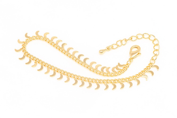 E380-Gold Plated E-coat Anti Tarnish Necklace (1piece)-180S Tiny Moon Bracelet-16cm+Extender 5cm Chain Bracelet,Ready-Made Necklace, [PRODUCT_SEARCH_KEYWORD], JEWELFINGER-INBEAD, [CURRENT_CATE_NAME]