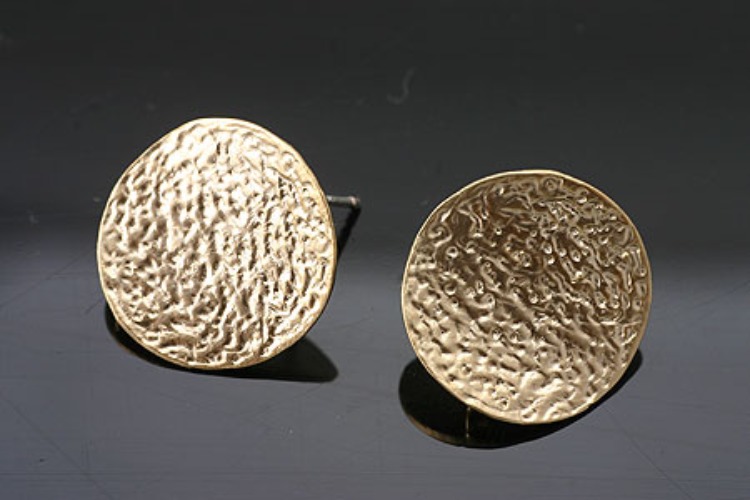 H487-Matt Gold Plated (1pairs)-Coin Stud Earrings-Circle Post Earrings-Hammered Earring, [PRODUCT_SEARCH_KEYWORD], JEWELFINGER-INBEAD, [CURRENT_CATE_NAME]