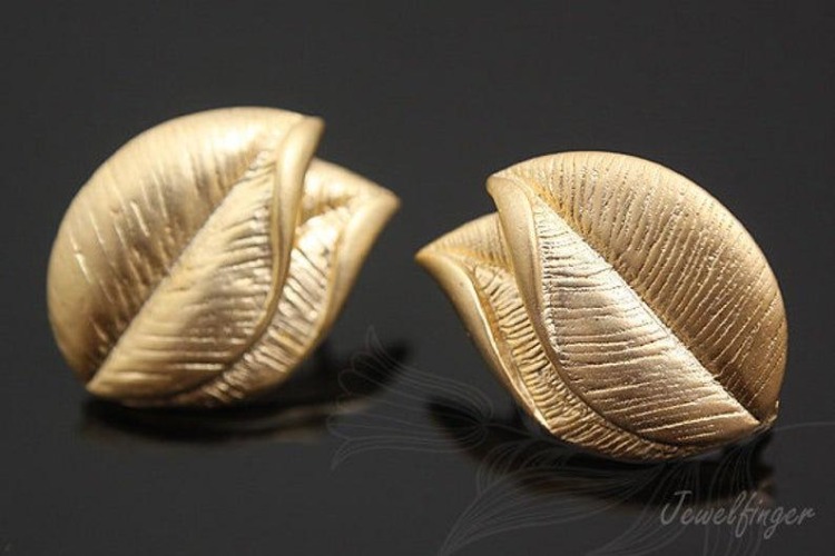 H518-Matt Gold Plated (1pairs)-Leaf Stud Earrings-Leaf Earrings Post, [PRODUCT_SEARCH_KEYWORD], JEWELFINGER-INBEAD, [CURRENT_CATE_NAME]