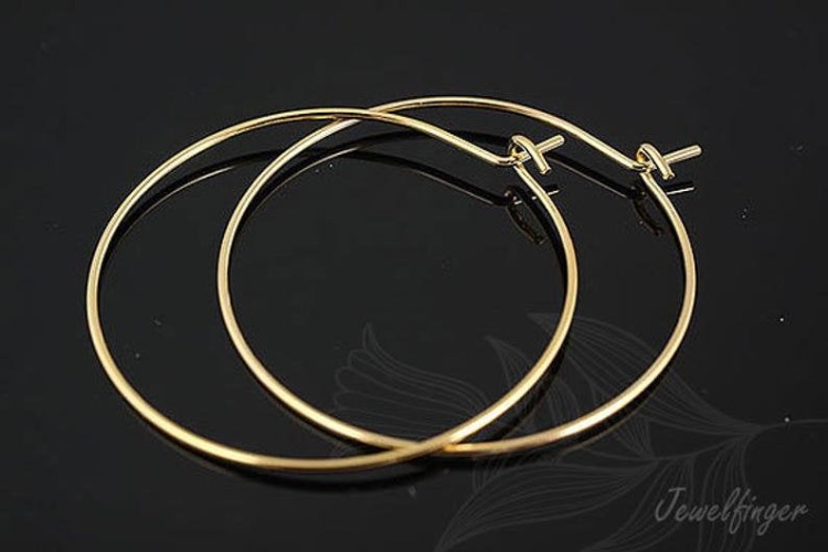 [W] B102-Gold Plated (60pairs)-30mm Round Hoop Earrings-Earring component -Ni Free, [PRODUCT_SEARCH_KEYWORD], JEWELFINGER-INBEAD, [CURRENT_CATE_NAME]