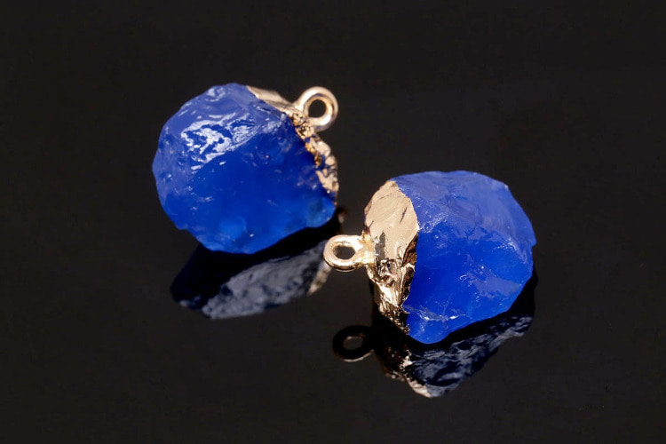 H495-Gold Plated-(2pcs)-Epoxy random type nugget-Cobalt Blue, [PRODUCT_SEARCH_KEYWORD], JEWELFINGER-INBEAD, [CURRENT_CATE_NAME]
