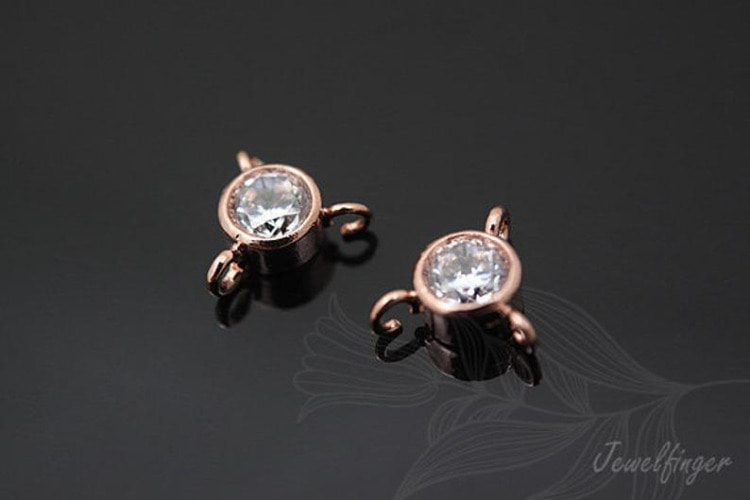 C970-Pink Gold Plated-(2pcs)-Tiny Cubic Connector-Wedding jewelry Connector-Wholesale Connectors, [PRODUCT_SEARCH_KEYWORD], JEWELFINGER-INBEAD, [CURRENT_CATE_NAME]