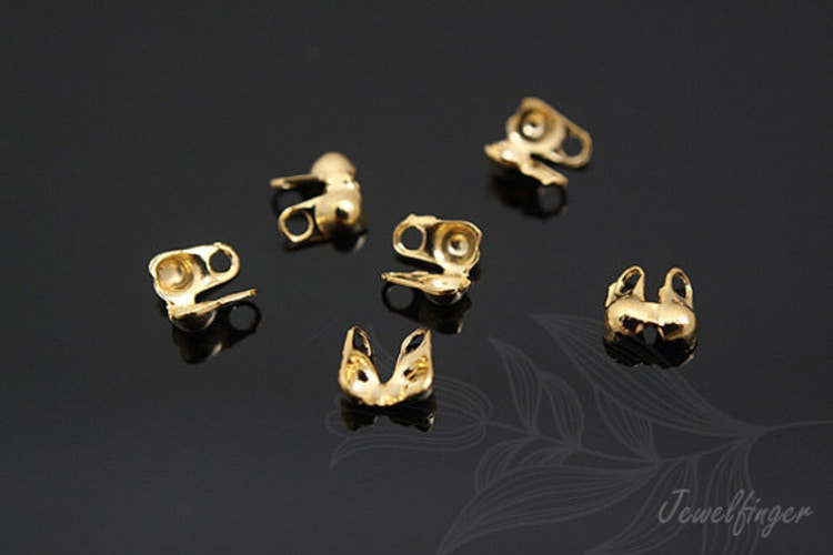 B448-Gold Plated-Ball Chain Connectors Clasps-For 1~1.5mm Ball Chain-Crimp Type (100pcs), [PRODUCT_SEARCH_KEYWORD], JEWELFINGER-INBEAD, [CURRENT_CATE_NAME]