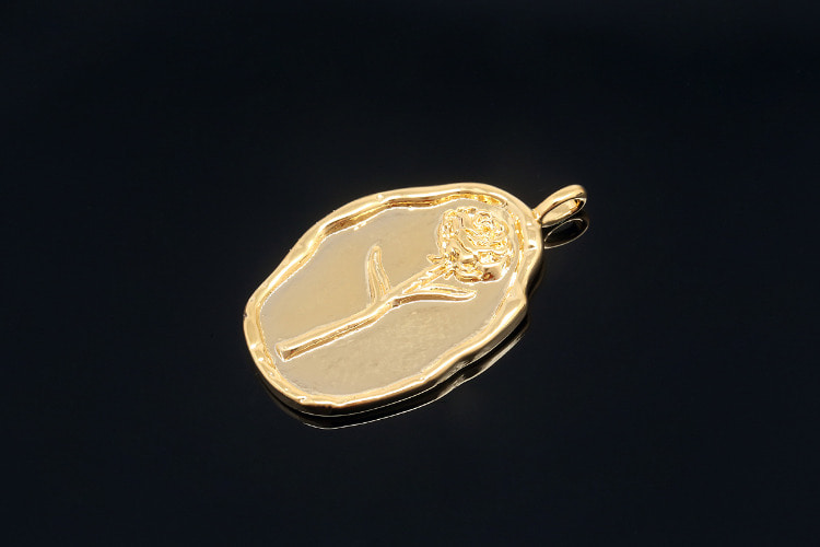 CH6027-Gold Plated Birth Flower-(1piece)-January Carnation-Floral Flower Tag Charm-Wholesale Pendants, [PRODUCT_SEARCH_KEYWORD], JEWELFINGER-INBEAD, [CURRENT_CATE_NAME]