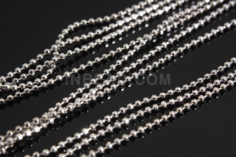 K1129-Rhodium Plated-(50cm)-1mm Cutting Ball Chain-Wholesale Silver Chains, [PRODUCT_SEARCH_KEYWORD], JEWELFINGER-INBEAD, [CURRENT_CATE_NAME]