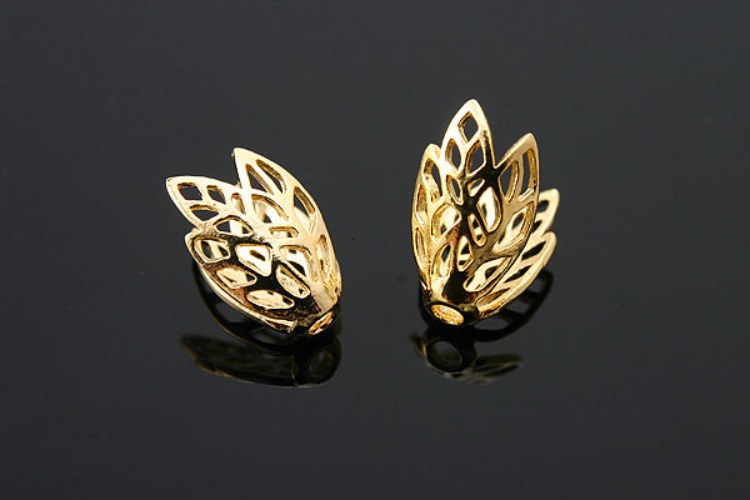 K845-Gold Plated-(1piece)-Leaf Silver Beads Cap-Wholesale Silver Beads Caps, [PRODUCT_SEARCH_KEYWORD], JEWELFINGER-INBEAD, [CURRENT_CATE_NAME]