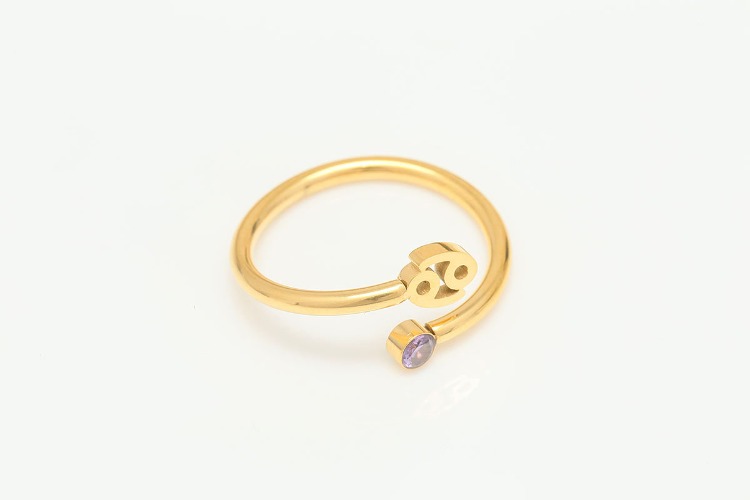 ST036-Gold Plated-(1piece)-Cancer-Stainless Steel Zodiac Ring,Birthstone Ring,Constellation Jewelry,Minimalist Stackable Ring,Waterproof,Anti-tanish, [PRODUCT_SEARCH_KEYWORD], JEWELFINGER-INBEAD, [CURRENT_CATE_NAME]
