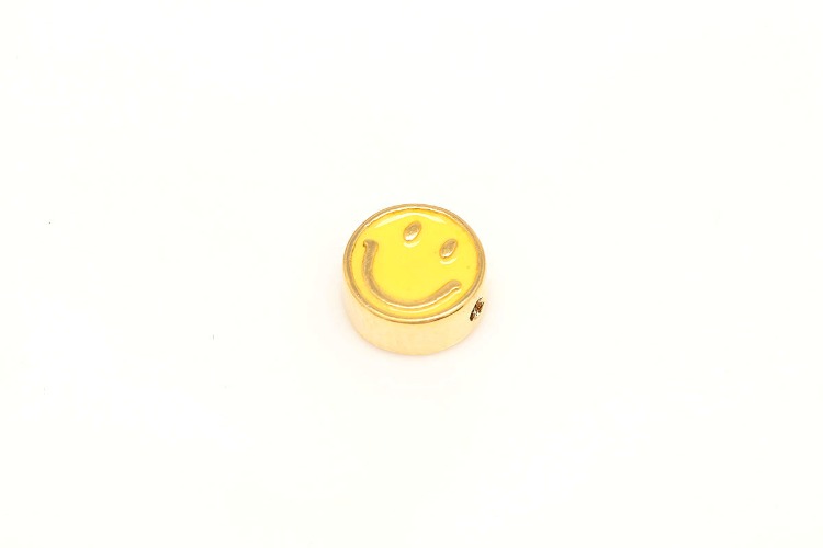 K572-Gold Plated-(2pcs)-Double Sided Enamel Smile Beads,Tiny Smile Face Metal Charms,Gold Smile Pendant,Bracelet Beads-Wholesale Metal Beads, [PRODUCT_SEARCH_KEYWORD], JEWELFINGER-INBEAD, [CURRENT_CATE_NAME]