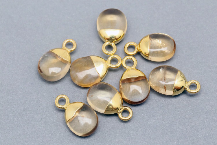 [W] ID001-Gold Plated-(10pcs)-November Citrine-8*14mm Natural Birthstone Charms,Smooth Drop Pendant,Gemstone Tumble Charm, [PRODUCT_SEARCH_KEYWORD], JEWELFINGER-INBEAD, [CURRENT_CATE_NAME]