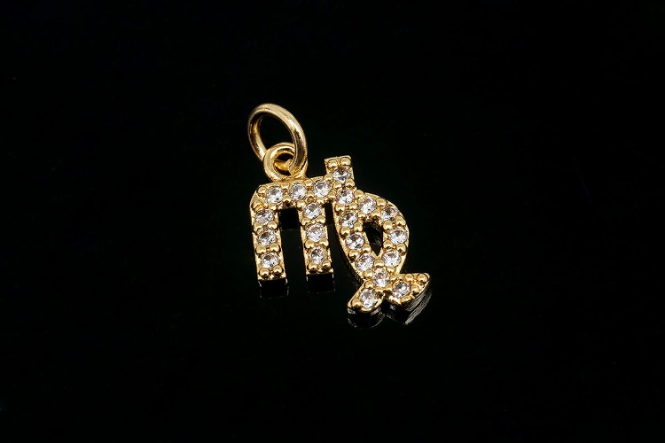 EM008-Gold Plated-(1piece)-Virgo-CZ Astrological  Zodiac Charms,Horoscope Charms,Constellation Jewelry Birth Signs,Constellation Pendant,Nickel Free-Wholesale Zodiac, [PRODUCT_SEARCH_KEYWORD], JEWELFINGER-INBEAD, [CURRENT_CATE_NAME]