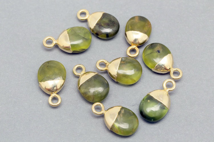 [W] ID001-Gold Plated-(10pcs)-August Peridot-8*14mm Natural Birthstone Charms,Smooth Drop Pendant,Gemstone Tumble Charm, [PRODUCT_SEARCH_KEYWORD], JEWELFINGER-INBEAD, [CURRENT_CATE_NAME]