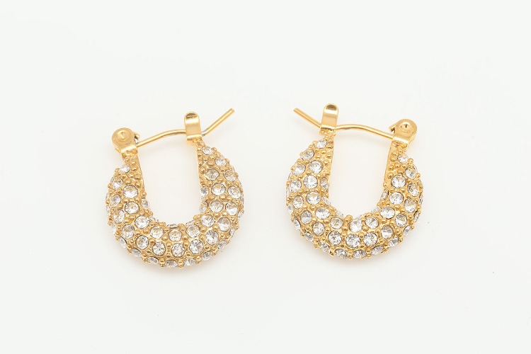 [W] ST032-PVD Gold Plated-(5pairs)-15mm Stainless Steel Cubic Hoop Earrings,Luxury CZ Round Earrings,Minimalist Earrings,Anti-allergic, Anti-tanish, [PRODUCT_SEARCH_KEYWORD], JEWELFINGER-INBEAD, [CURRENT_CATE_NAME]