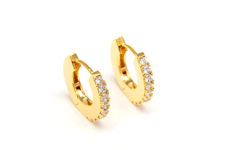 K803-Gold Plated (1pairs)-17mm Cubic Round Lever Back Earrings,Unique Round Hoop Earrings,Minimalist Earring-Nickel Free, [PRODUCT_SEARCH_KEYWORD], JEWELFINGER-INBEAD, [CURRENT_CATE_NAME]