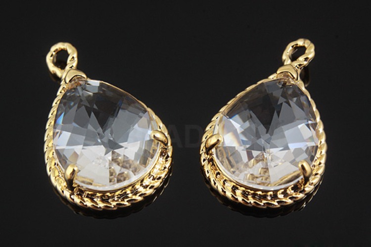 M779-Gold Plated-(2pcs)-Crystal Glass Drop Pendant-Framed Glass Crystal-Wholesale Glass, [PRODUCT_SEARCH_KEYWORD], JEWELFINGER-INBEAD, [CURRENT_CATE_NAME]