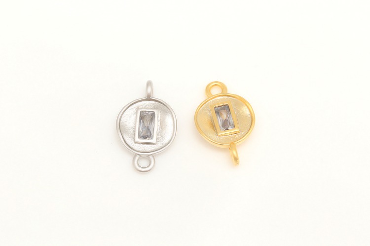 [W] M323-Matt Gold Plated&amp;Matt Rhodium Plated-(20pcs)-8*13mm-Tiny Coin Rectangle Cubic Charms-2Hole CZ Dangle Connector-Color Option, [PRODUCT_SEARCH_KEYWORD], JEWELFINGER-INBEAD, [CURRENT_CATE_NAME]