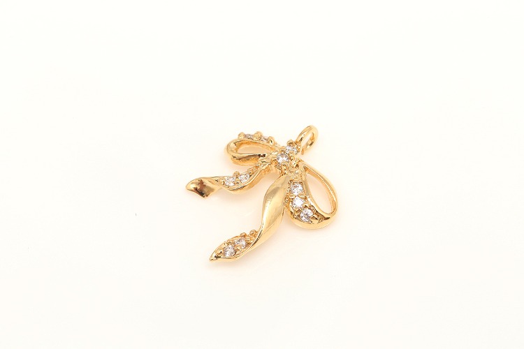 [W] K689-Gold Plated-(10pcs)-15*12mm Ribbon with Cubic Charms-Necklace Earrings Making Supply-Wholesale Charm, [PRODUCT_SEARCH_KEYWORD], JEWELFINGER-INBEAD, [CURRENT_CATE_NAME]
