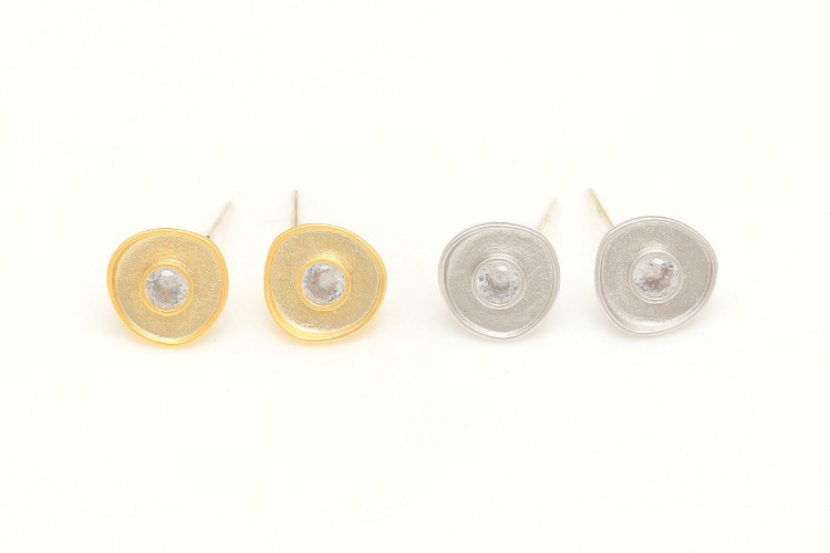 [W] K1042-Matt Gold Plated&amp;Matt Rhodium Plated-(10pairs)-8mm Tiny Coin Circle Cubic Earrings-CZ Stud Earrings-Silver Post-Color Option, [PRODUCT_SEARCH_KEYWORD], JEWELFINGER-INBEAD, [CURRENT_CATE_NAME]