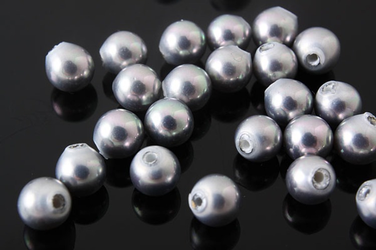 [W] H949-Half-drilled-Shell Pearl-(20pcs)-4mm Half drilled Pearl coated on Shell based-Silver Gray-Wholesale Pearl, [PRODUCT_SEARCH_KEYWORD], JEWELFINGER-INBEAD, [CURRENT_CATE_NAME]