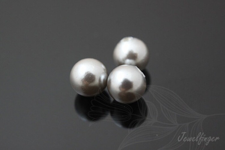 H911-Half-drilled-Shell Pearl-(2pcs)-6mm Half drilled Pearl coated on Shell based-Silver Grey-Wholesale Pearl, [PRODUCT_SEARCH_KEYWORD], JEWELFINGER-INBEAD, [CURRENT_CATE_NAME]