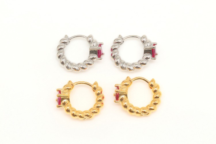 [W] M338-Gold Plated&amp;Rhodium Plated-(10pairs)-15mm Ruby Color CZ Lever Back Earrings-Nickel Free-Color Option, [PRODUCT_SEARCH_KEYWORD], JEWELFINGER-INBEAD, [CURRENT_CATE_NAME]
