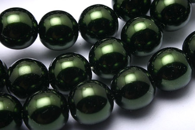 [W] E373-Glass Pearl-(1Strand)-8mm Glass Pearl-Dark Green-Wholesale Pearl, [PRODUCT_SEARCH_KEYWORD], JEWELFINGER-INBEAD, [CURRENT_CATE_NAME]