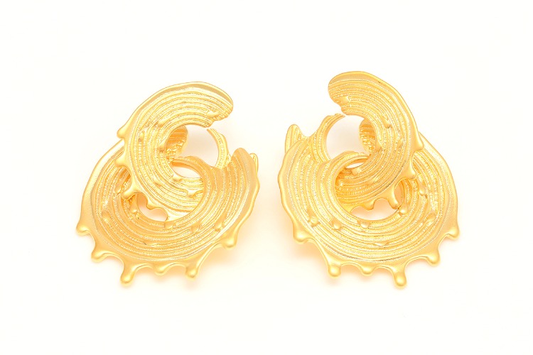 CH2091-Matt Gold Plated (1pairs)-35mm Unique Big Earrings-Round Earrings-Silver Post, [PRODUCT_SEARCH_KEYWORD], JEWELFINGER-INBEAD, [CURRENT_CATE_NAME]