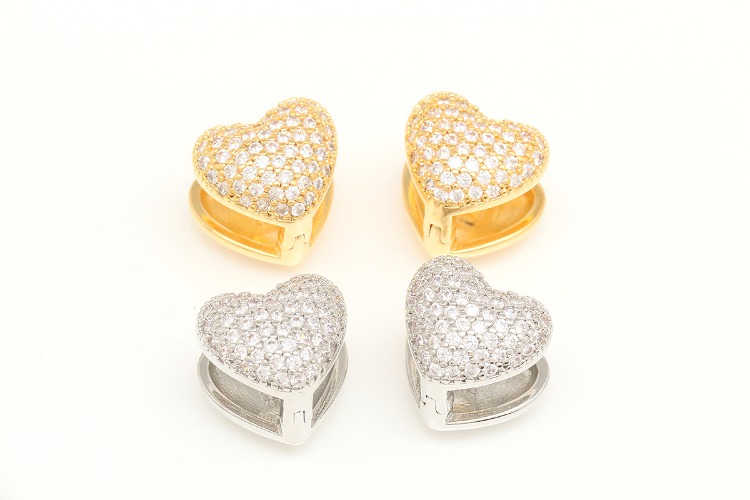 [W] S069-Gold Plated&amp;Rhodium Plated-(10pairs)-10.5*12mm Heart CZ Lever Back Earrings-Nickel Free-Color Option, [PRODUCT_SEARCH_KEYWORD], JEWELFINGER-INBEAD, [CURRENT_CATE_NAME]