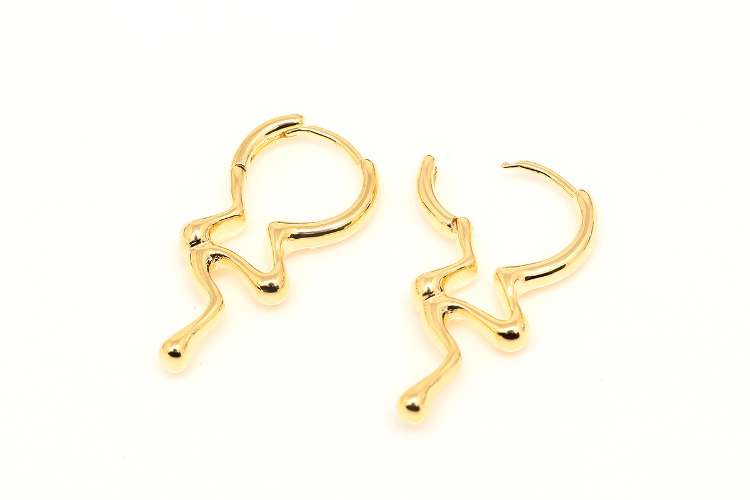 S077-Gold Plated (1pairs)-26.5*13mm Unique Lever Back Earrings-Nickel Free, [PRODUCT_SEARCH_KEYWORD], JEWELFINGER-INBEAD, [CURRENT_CATE_NAME]