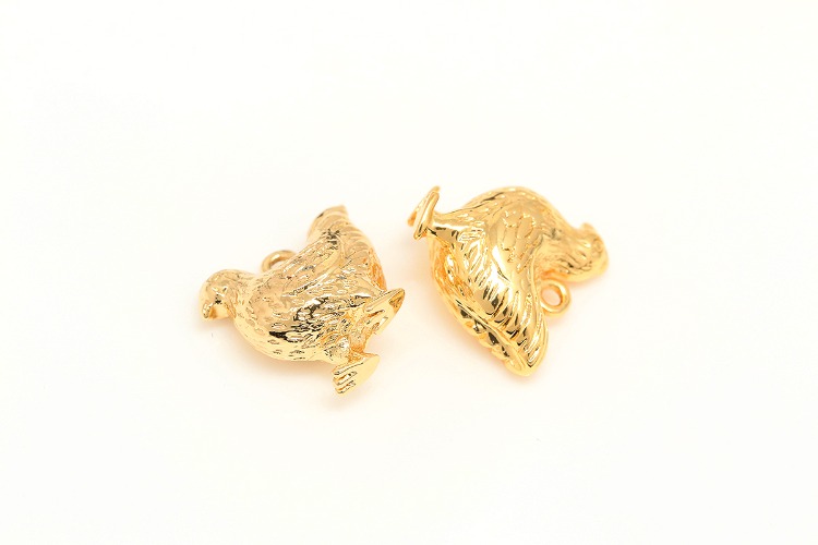 S073-Gold Plated-(2pcs)-12*12mm Chicken Charms,Animal Pendant,Necklace Earrings  Making Supply, [PRODUCT_SEARCH_KEYWORD], JEWELFINGER-INBEAD, [CURRENT_CATE_NAME]