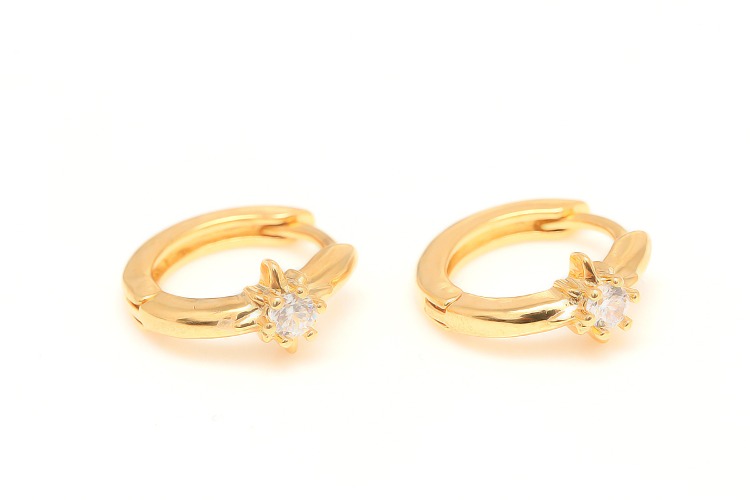[W] CH2107-Gold Plated (10pairs)-13mm Lever Back Earrings-Tiny Cubic Star Hoops -Sun Earrings-Nickel Free, [PRODUCT_SEARCH_KEYWORD], JEWELFINGER-INBEAD, [CURRENT_CATE_NAME]