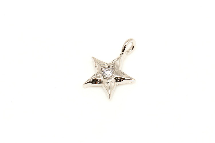M1305-Rhodium Plated-(2pcs)-Cubic Star Charms-Jewelry Making Supply-Wholesale Charms, [PRODUCT_SEARCH_KEYWORD], JEWELFINGER-INBEAD, [CURRENT_CATE_NAME]