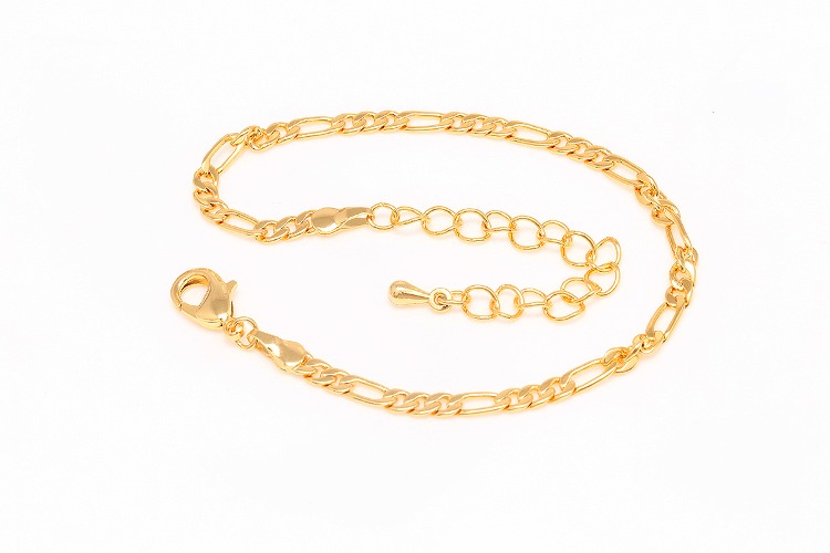 E423-Gold Plated E-coat Anti Tarnish Necklace (1piece)-FG 180 SCR Figaro Chain Bracelet-16cm+Extender 5cm Chain Bracelet,Ready-Made Bracelet, [PRODUCT_SEARCH_KEYWORD], JEWELFINGER-INBEAD, [CURRENT_CATE_NAME]